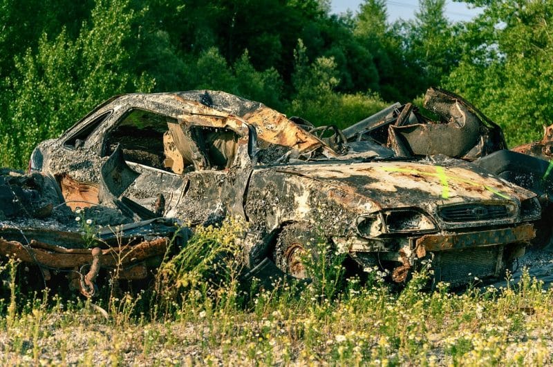 junk car in a junkyard