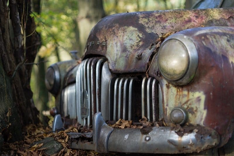 old vehicle in auto salvage